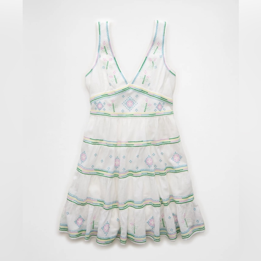 AE V-Neck Embroidered Mini Dress NWT Medium